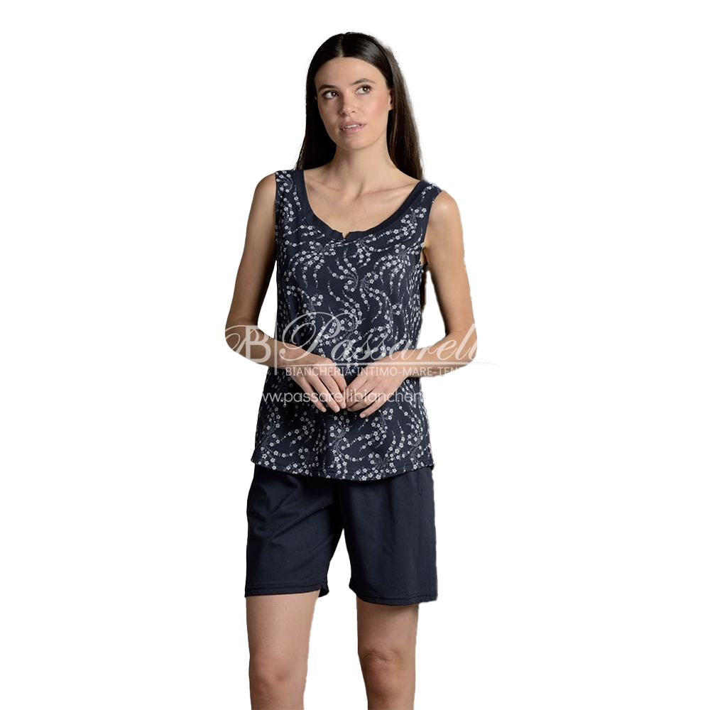Lingery Pigiama Corto senza Maniche in Cotone Jersey da Donna 3093 2504S40