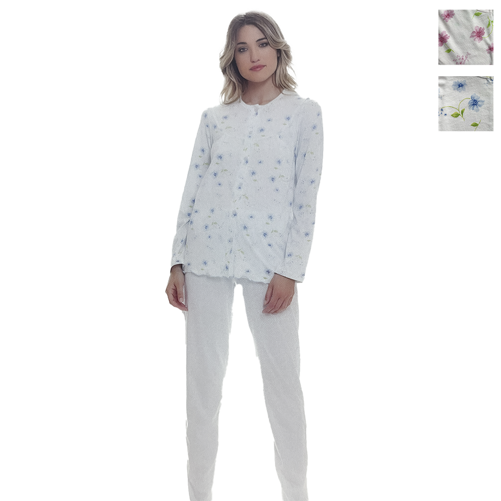 Lingery Pigiama in Cotone Jersey da Donna Aperto Avanti 2404S27