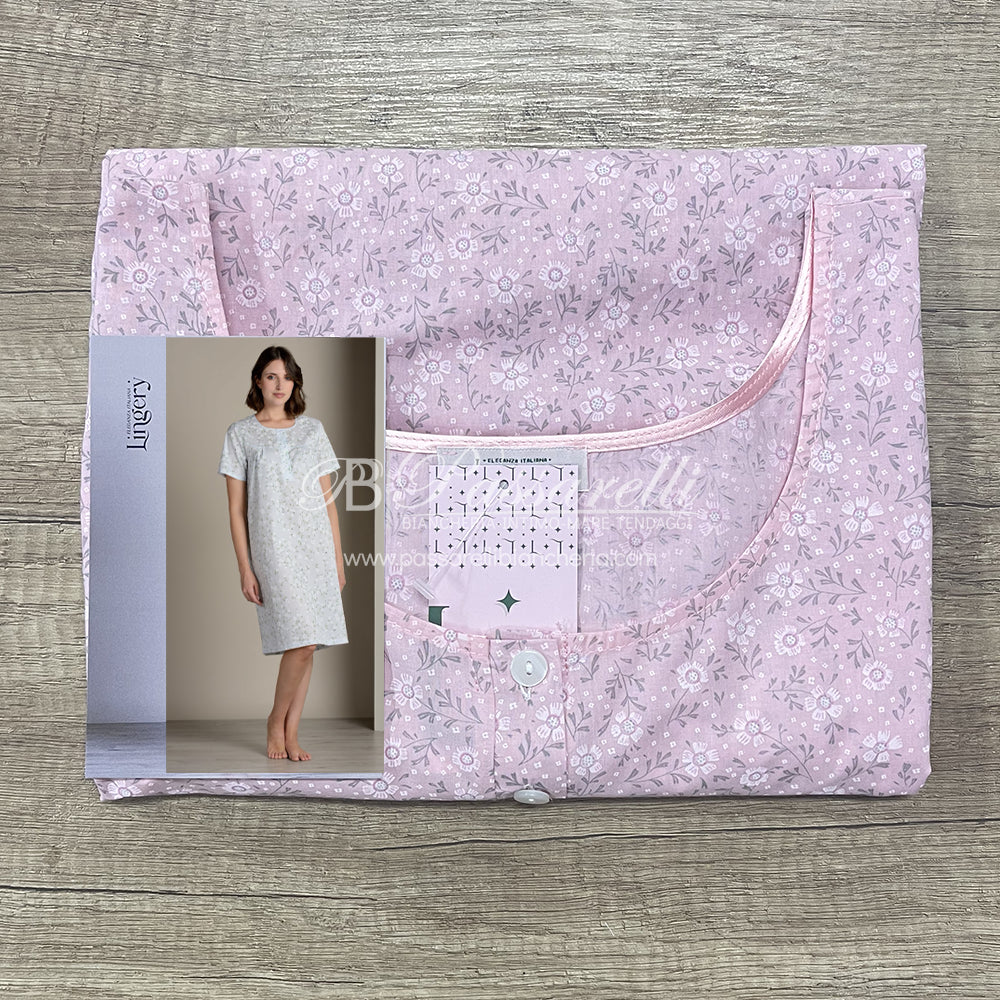 Lingery Camicia da Notte Maniche Corte in Mussola di Cotone 9197 2504S35