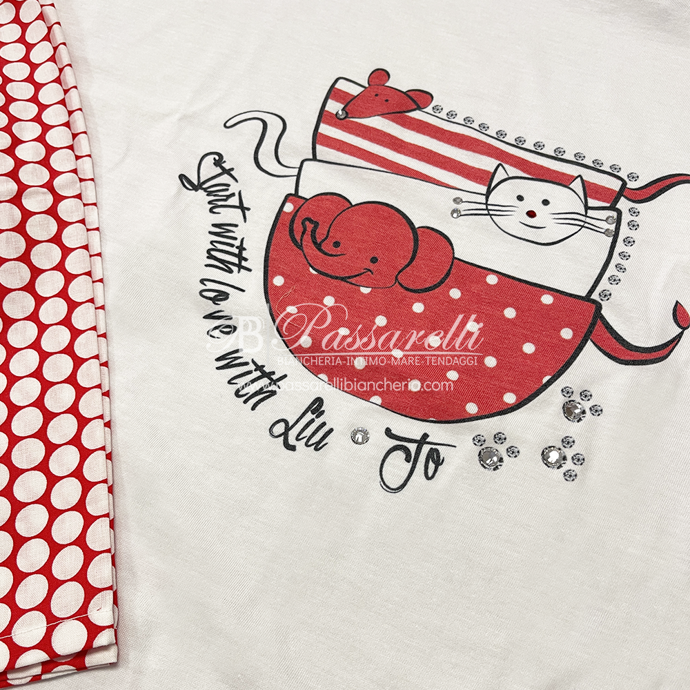 Liu Jo Pigiama Estivo da Donna Maniche Corte e Pantaloncino DL0049 S47