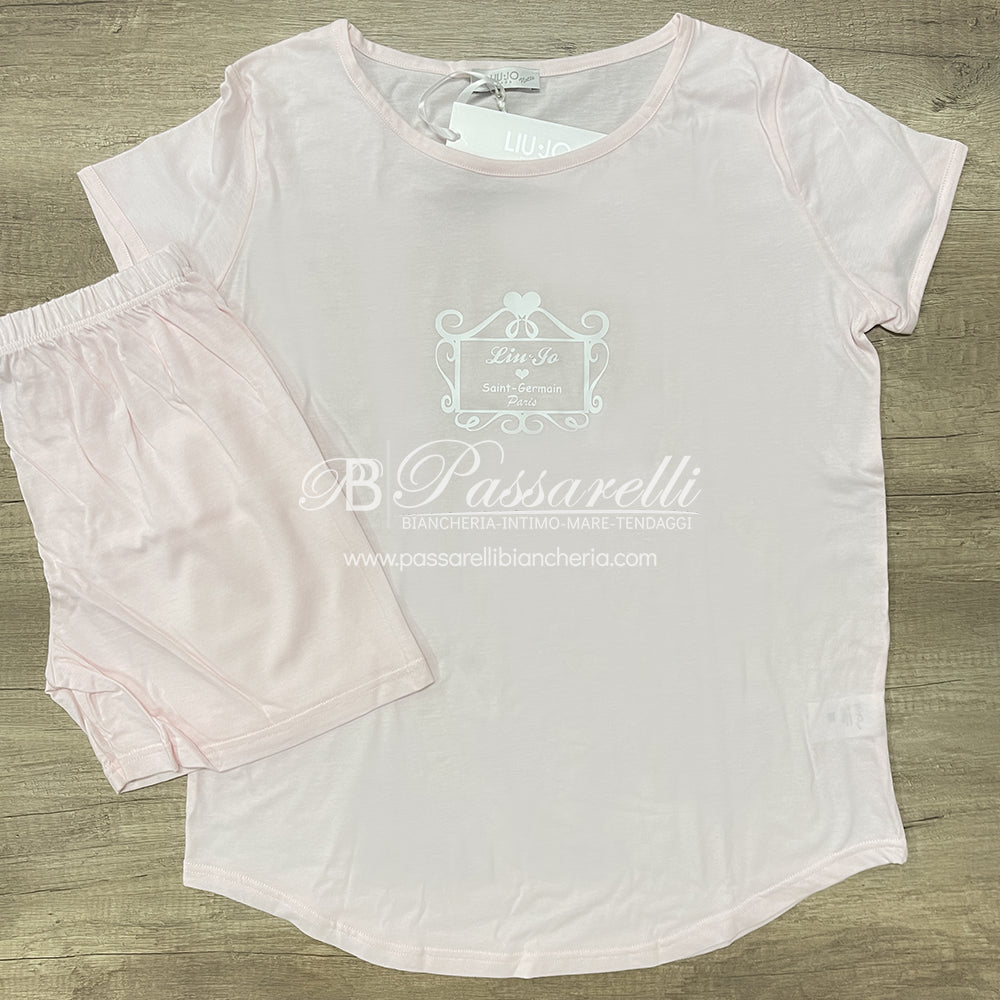 Liu Jo Pigiama Estivo da Donna Maniche Corte e Pantaloncino DL0070 S47