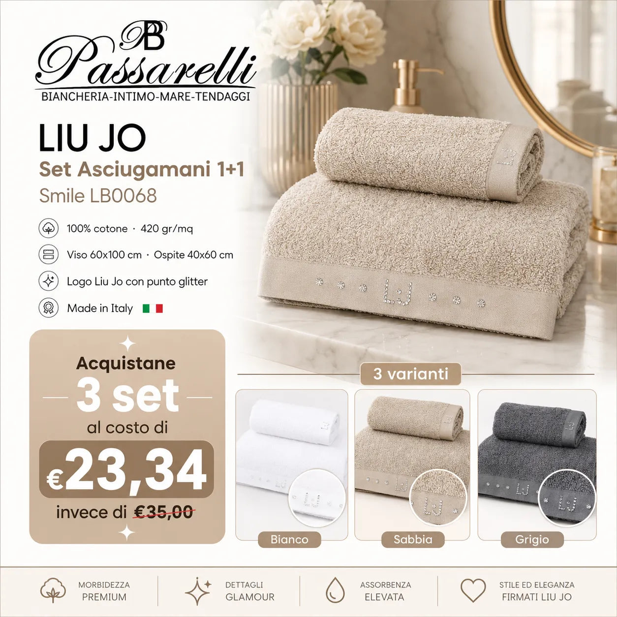 Liu Jo Set Asciugamani Spugna 1+1 LB0068