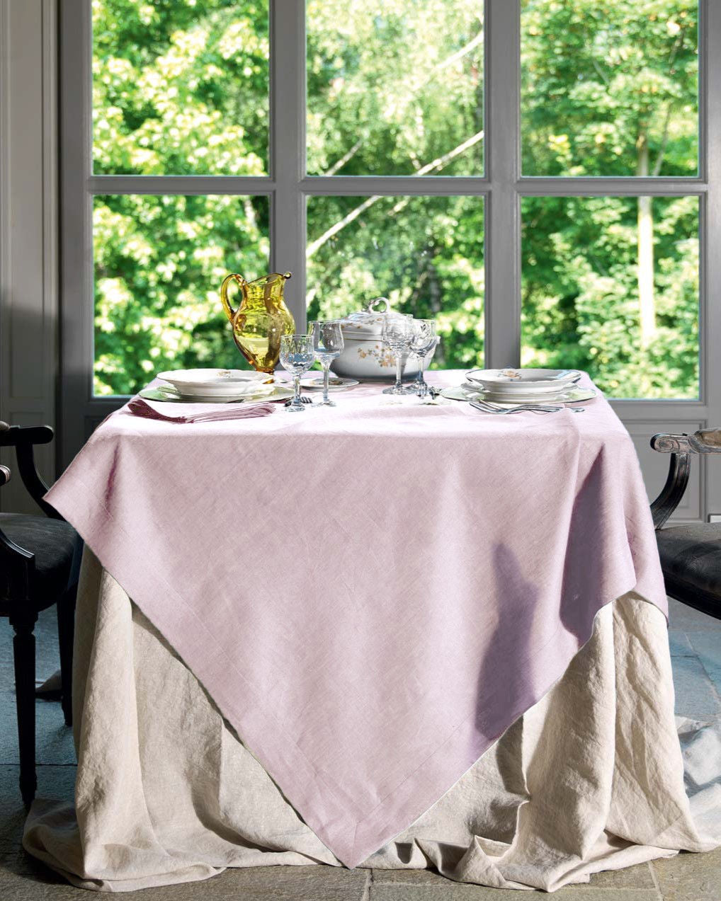 Tessitura Toscana Telerie Servizio in Puro Lino Tinta Unita Tiziano - Varie Dimensioni