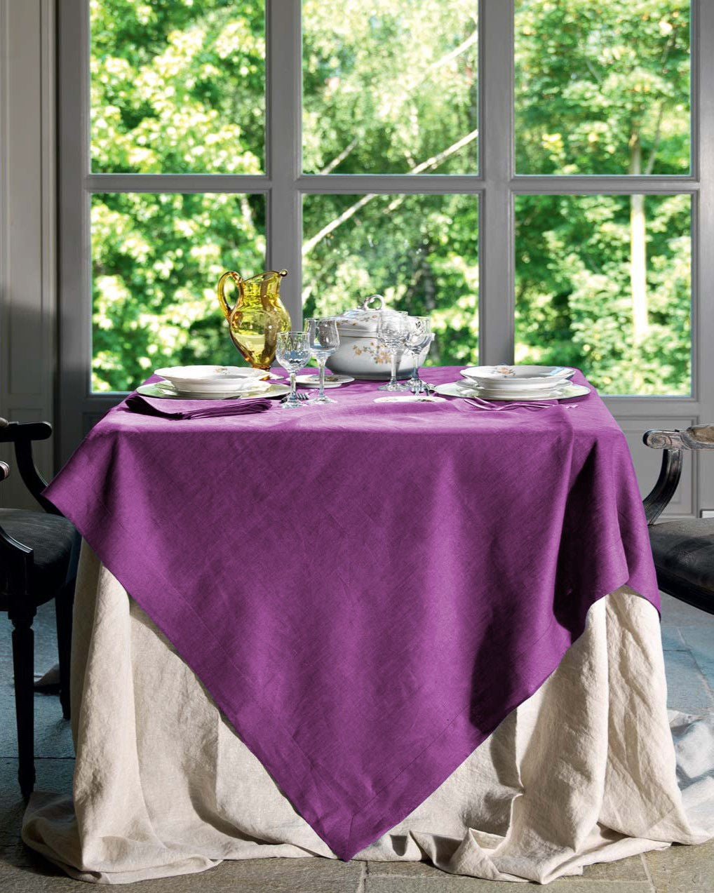 Tessitura Toscana Telerie Servizio in Puro Lino Tinta Unita Tiziano - Varie Dimensioni