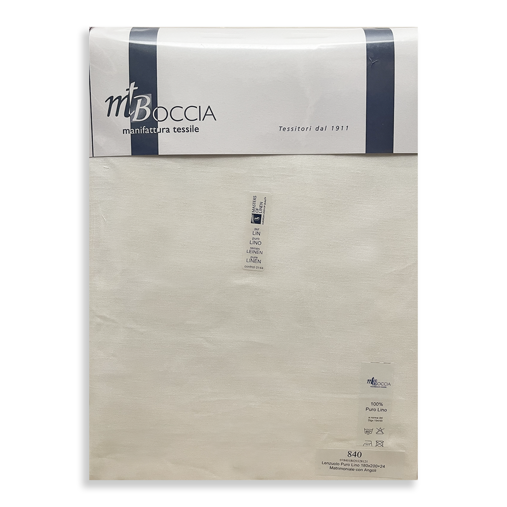 MT Boccia Lenzuolo sotto matrimoniale in puro lino bianco 840 S72