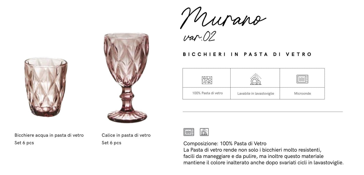 Maison Sucrée Set 6 Calici e/o Bicchieri Murano 2504S23