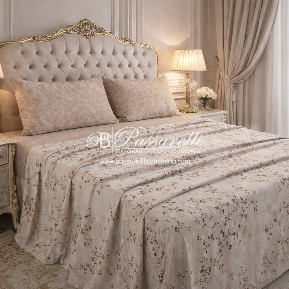 Maè Completo Lenzuola Copriletto Matrimoniale in Percalle Salice 2603S44