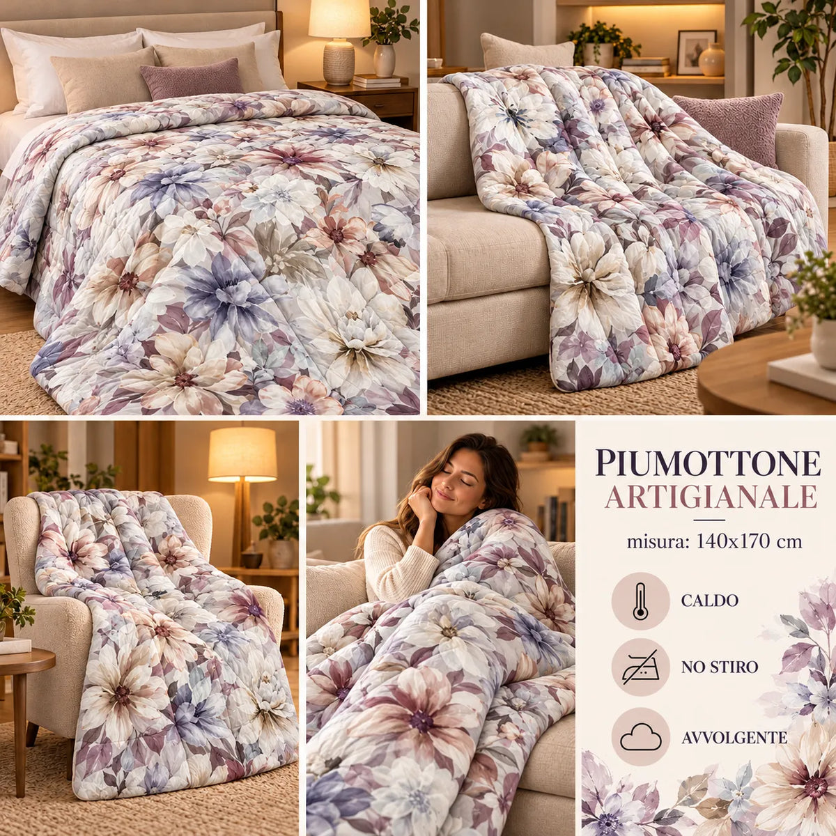 Maè Plaid Trapuntato "Piumottone" 140x170cm