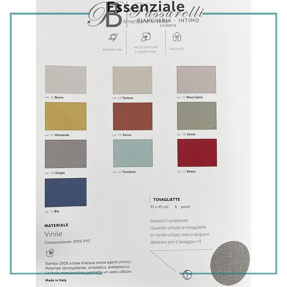 Maison Sucrée Tovaglietta da colazione in vinile Tinta Unita Essenziale 2405S60 - Vari Colori