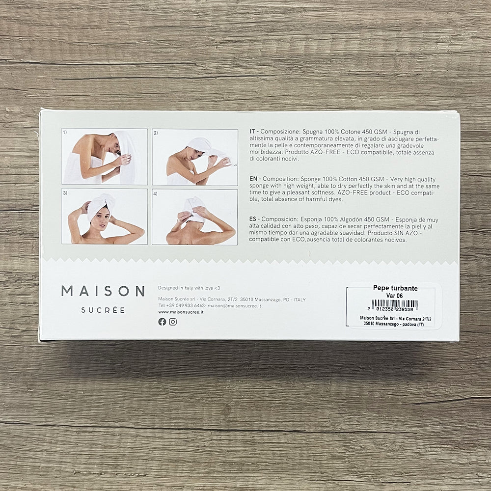 Maison Sucrée Turbante per Capelli in Spugna Pepe 450 S12