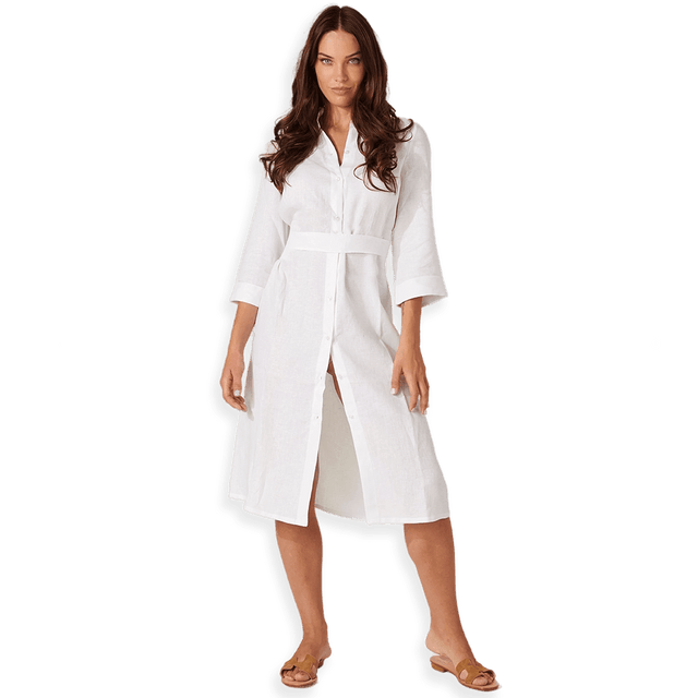 Marika Mare Abito in Puro Lino Abbottonato 882 S70 - Passarelli Biancheria