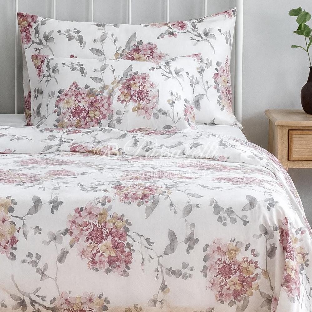 Mirabello Completo Lenzuola Copriletto in Percalle di Cotone Matrimoniale Hydra S100