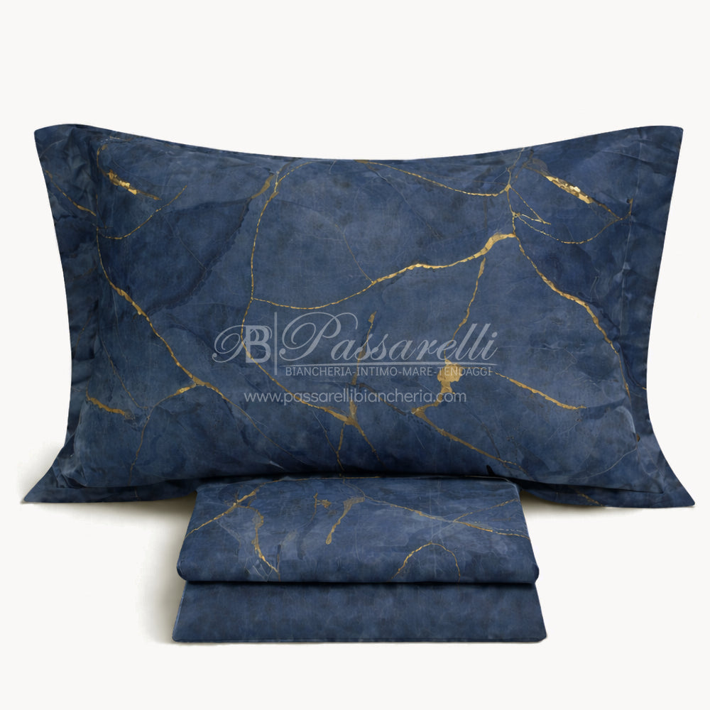 Mirabello Lenzuola Matrimoniali in Percalle Marmo Saturn
