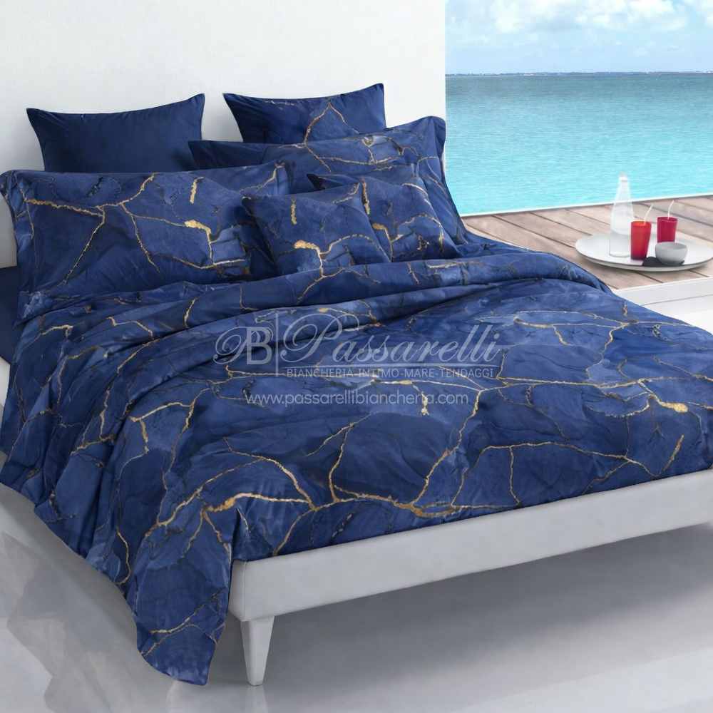 Mirabello Lenzuola Matrimoniali in Percalle Marmo Saturn