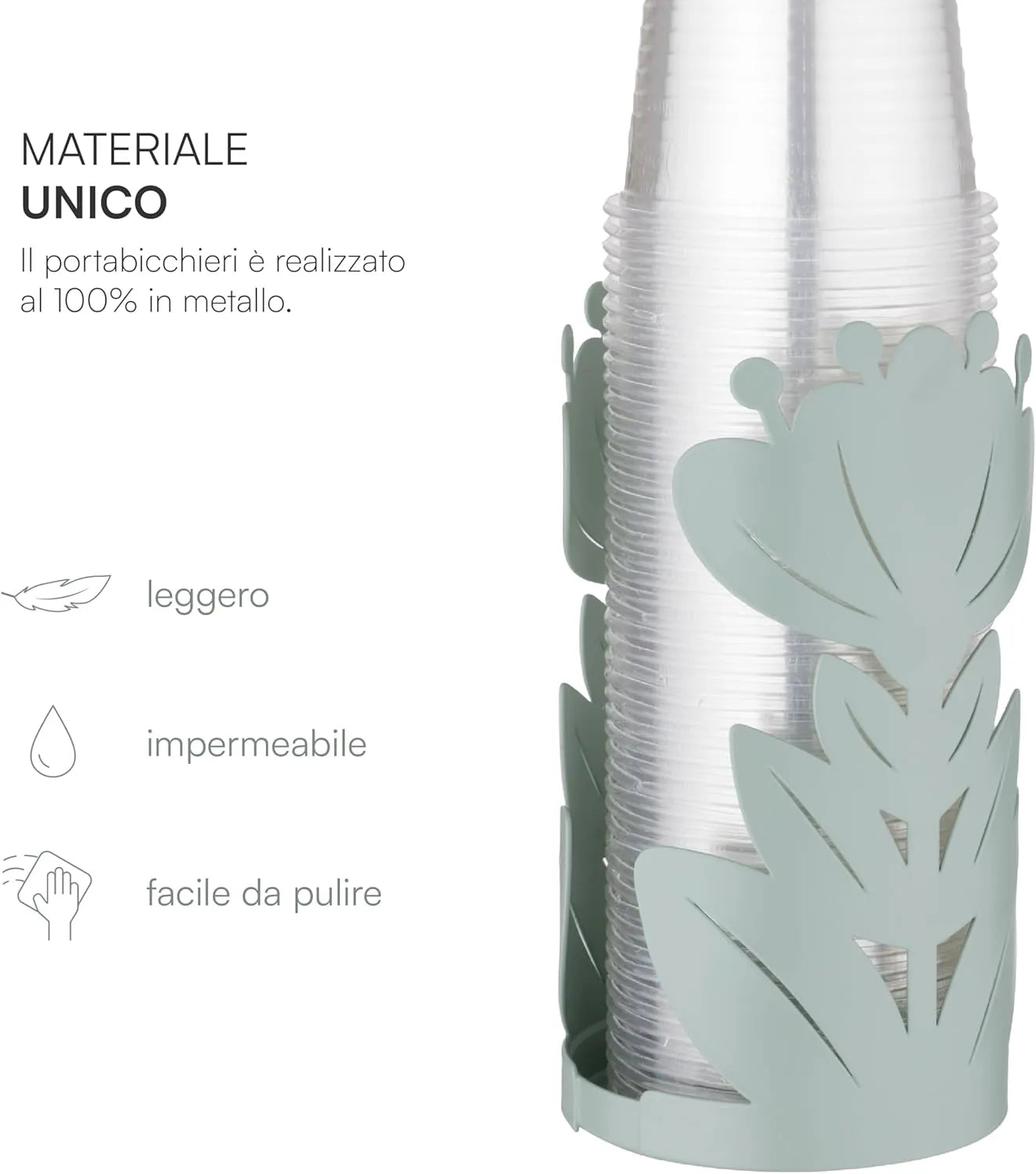 Montemaggi Ibiscus Portabicchieri in Metallo Verde Chiaro