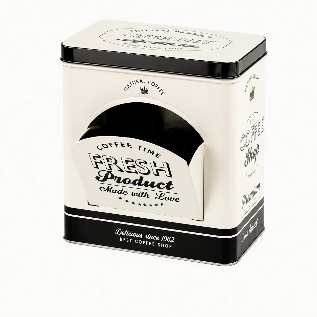 Montemaggi Scatola in Latta Portacialde Caffè Decori Assortiti