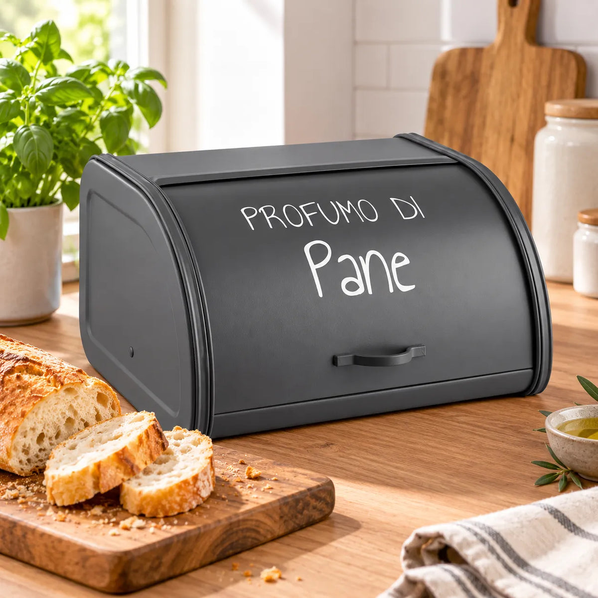 Montemaggi Smoke Box Portapane in Ferro Grigio Antracite CMT612
