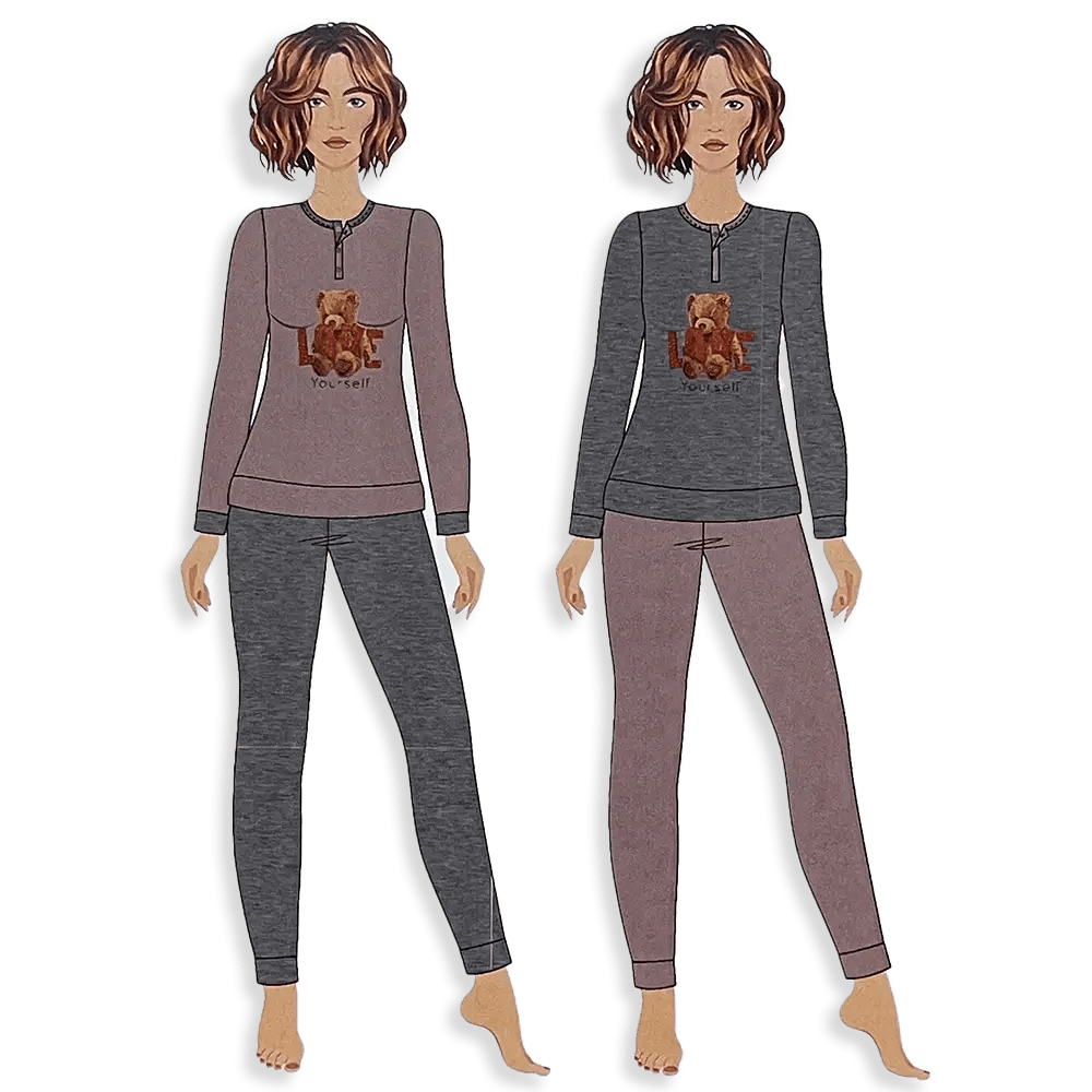 No Name Pigiama da Donna Caldo Cotone 250PF S22 - Passarelli Biancheria
