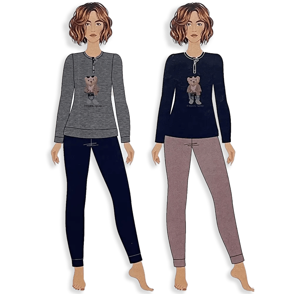 No Name Pigiama da Donna Caldo Cotone 252PF S22 - Passarelli Biancheria