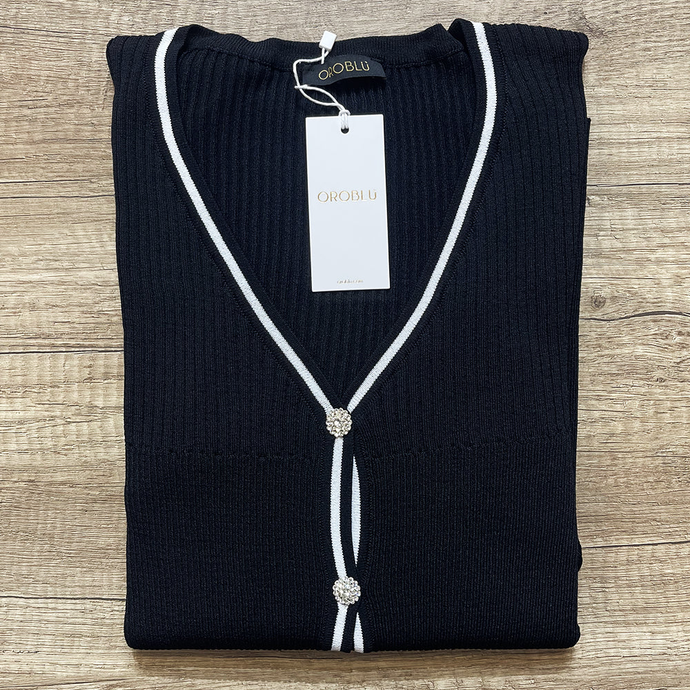 Oroblu Cardigan in Viscosa a Costine Glamour Rib VOBT67636 S74