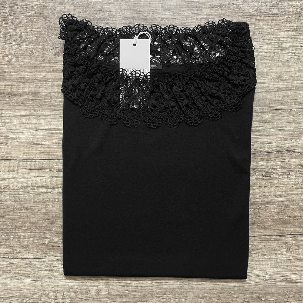 Oroblu Pull-On Tops Cotton Lace 3/4 Sleeve VOBT67586 S43