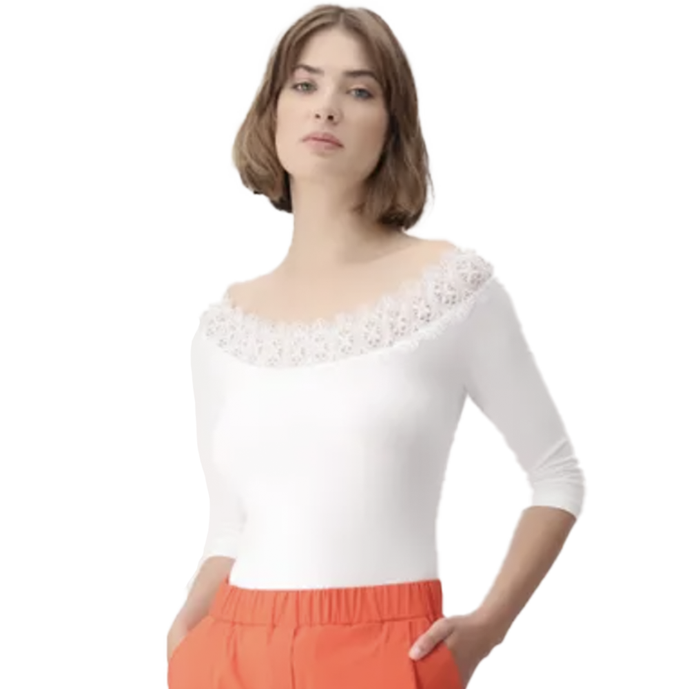 Oroblu Pull-On Tops Cotton Lace 3/4 Sleeve VOBT67586 S43