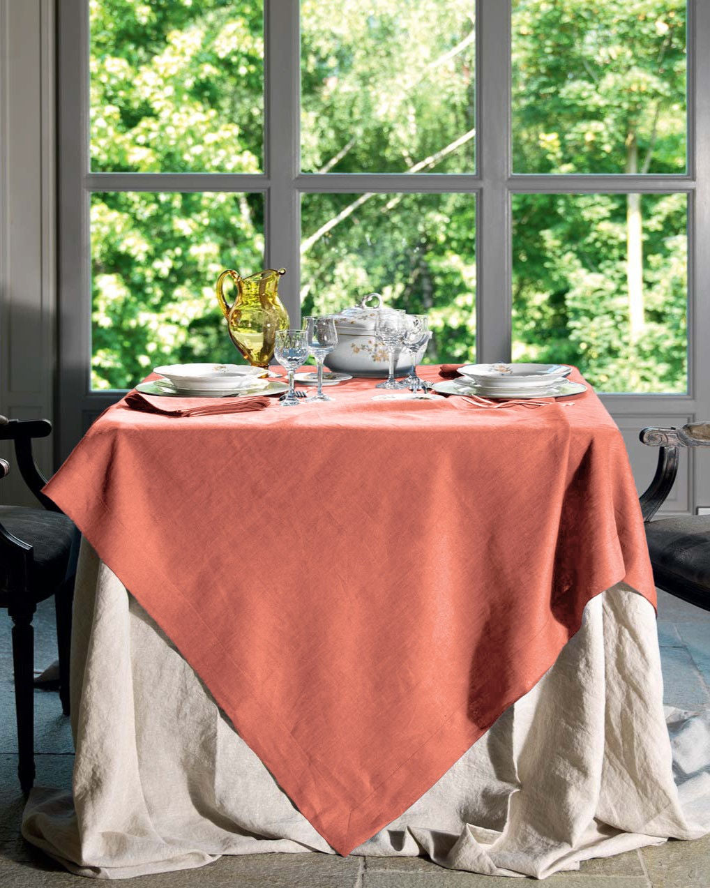 Tessitura Toscana Telerie Servizio in Puro Lino Tinta Unita Tiziano - Varie Dimensioni