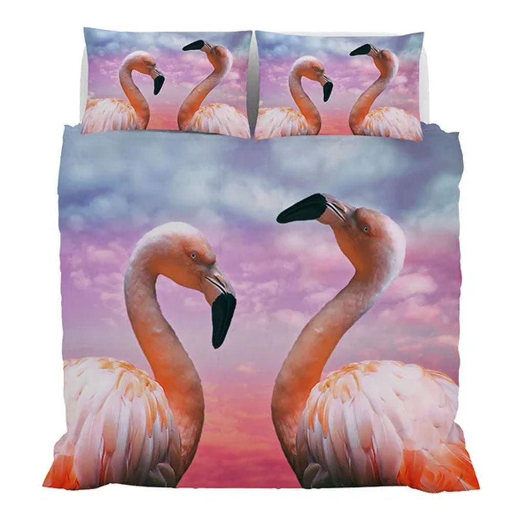 Parure Copripiumino Matrimoniale GoodNight Fenicottero Love B30 - Passarelli Biancheria