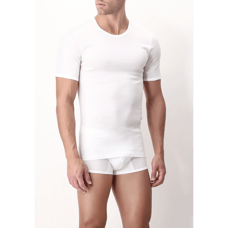 Perofil Maglia Intima da Uomo Girocollo Maniche Corte Filo Scozia V-Neck S32 - Passarelli Biancheria