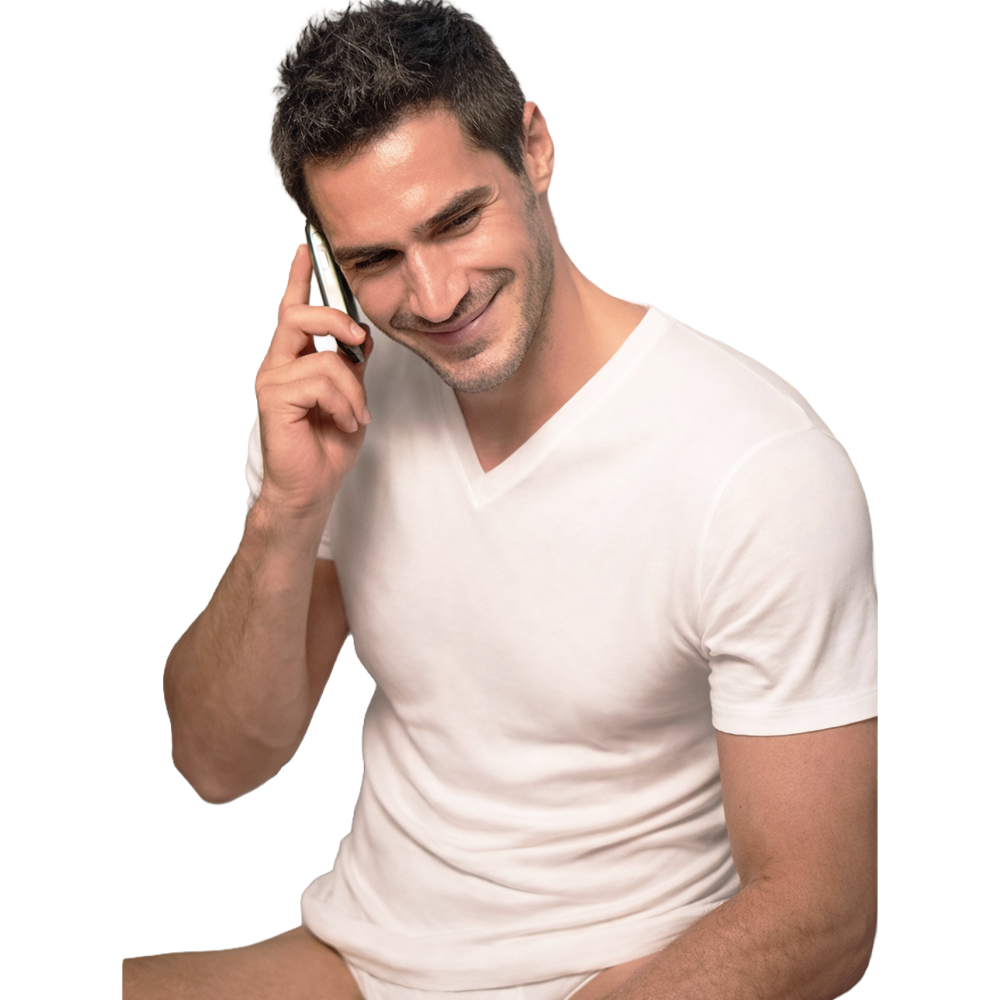 Perofil Maglia Intima da Uomo Scollo V Maniche Corte Filo Scozia Fluid