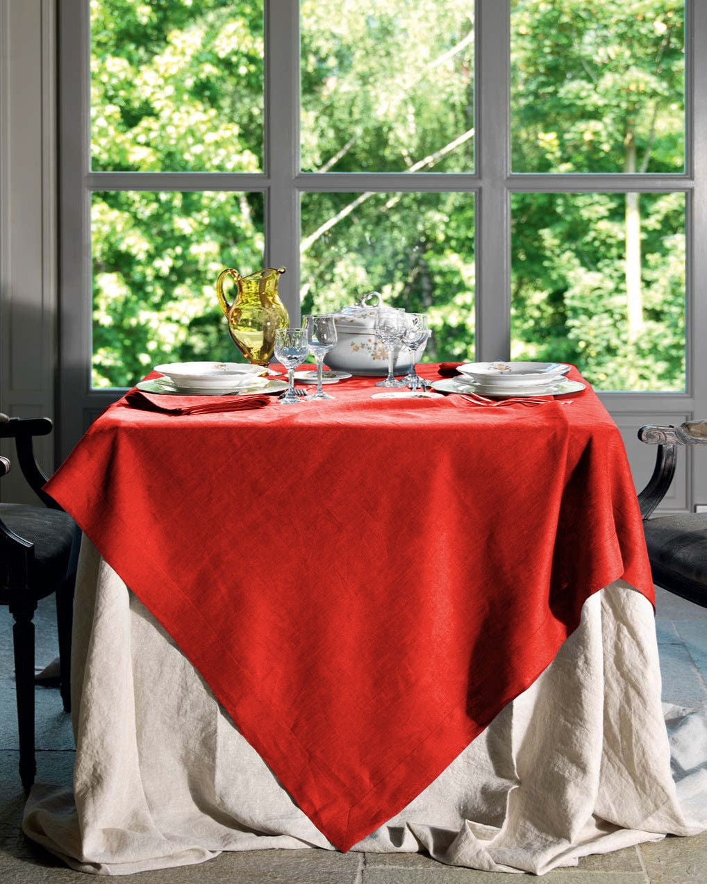 Tessitura Toscana Telerie Servizio in Puro Lino Tinta Unita Tiziano - Varie Dimensioni