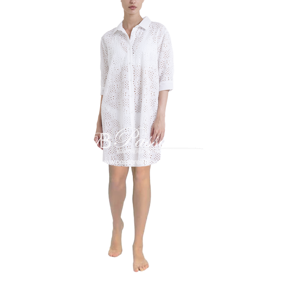 Ragno Abito Copricostume in Sangallo Bianco Maniche 3/4 DP98DI 2504S52