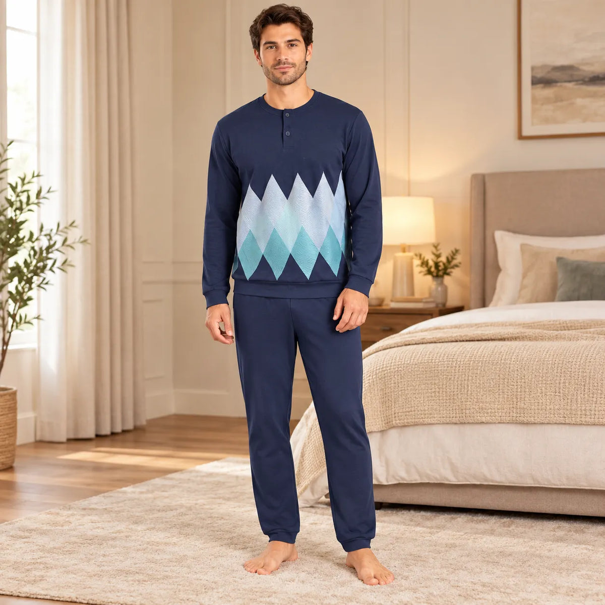 Ragno Pigiama Invernale in Caldo Cotone da Uomo UA55N1 139F