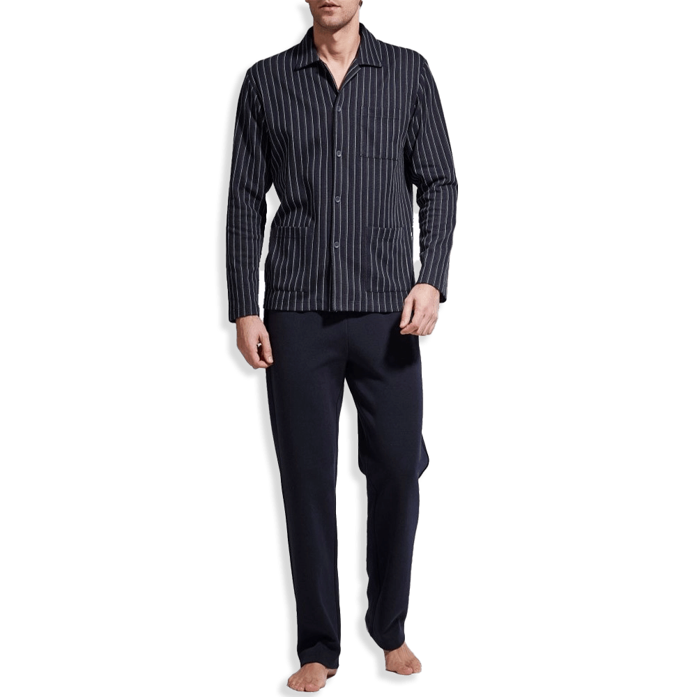 Ragno Pigiama da Uomo Invernale Aperto Avanti con Collo U291N7 S47 - Passarelli Biancheria