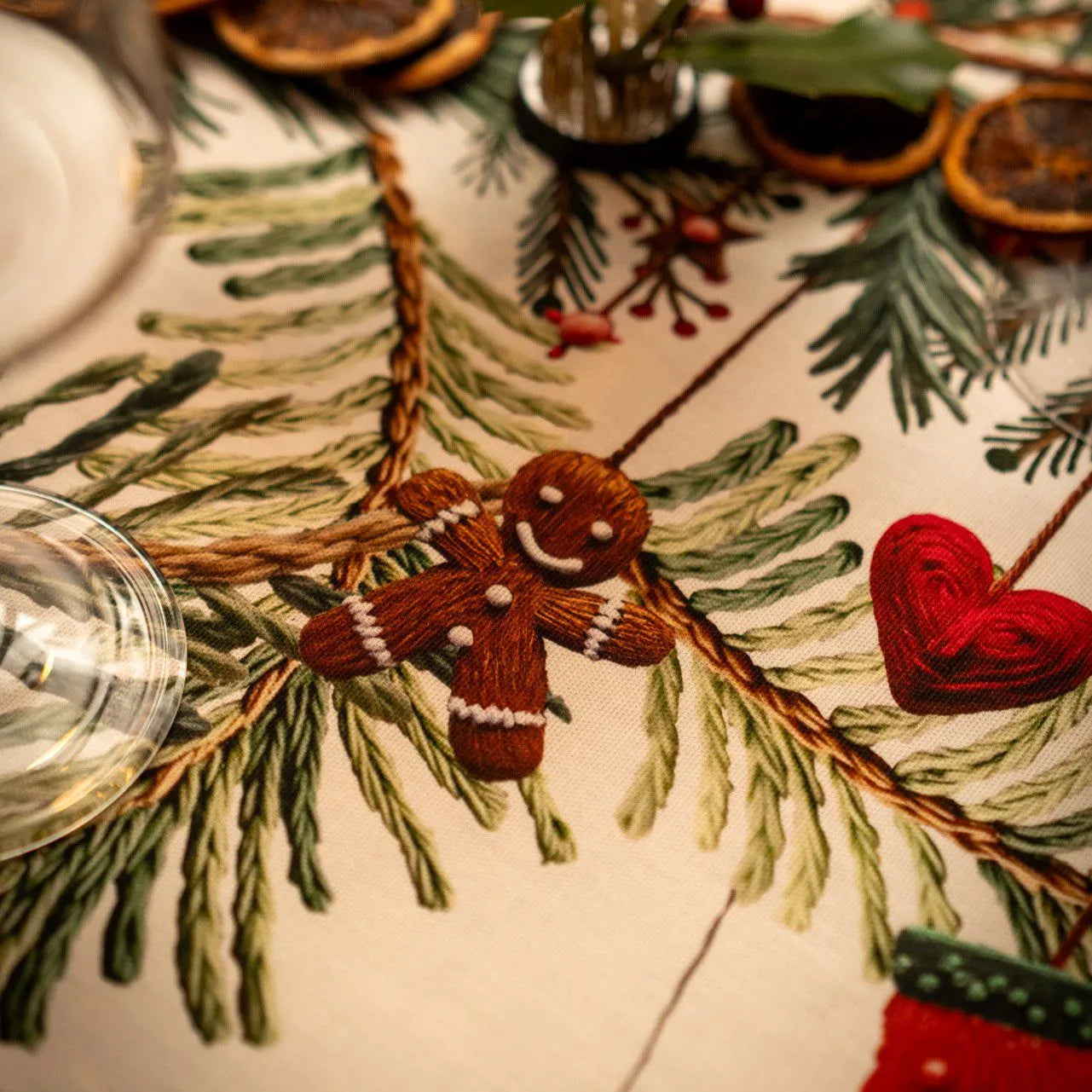 Tessitura Toscana Telerie Tovaglia Natalizia Rudy 2510B - Varie Dimensioni