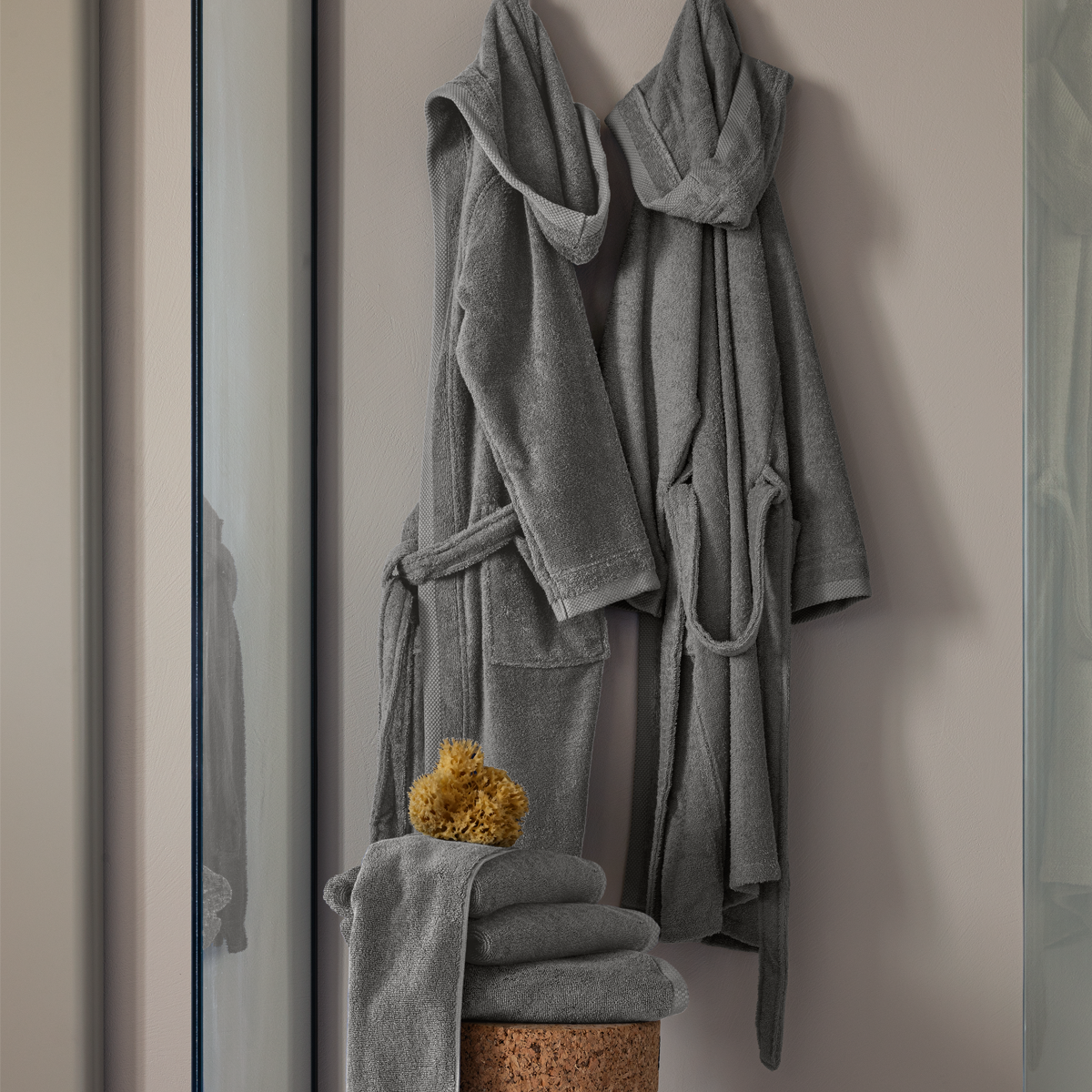 Fazzini Accappatoio Unisex in Spugna di Cotone con Cappuccio - Square