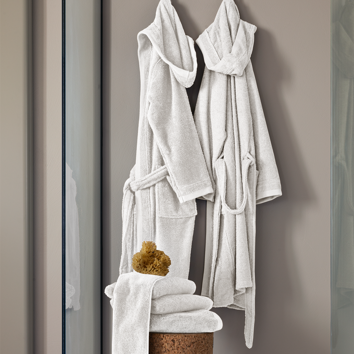 Fazzini Accappatoio Unisex in Spugna di Cotone con Cappuccio - Square