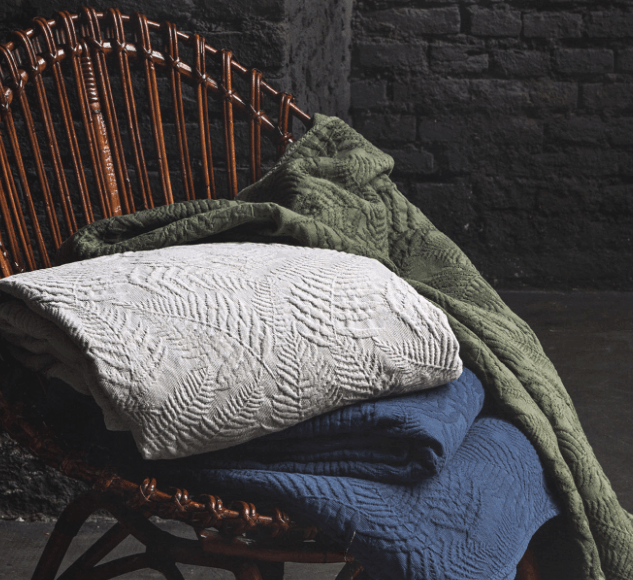 Fazzini Copriletto Matrimoniale Leggero jacquard di puro cotone Felci D150 - Passarelli Biancheria