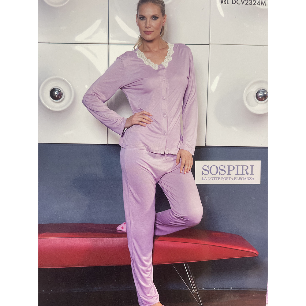 Sospiri Pigiama in Viscosa da Donna Aperto Avanti S36