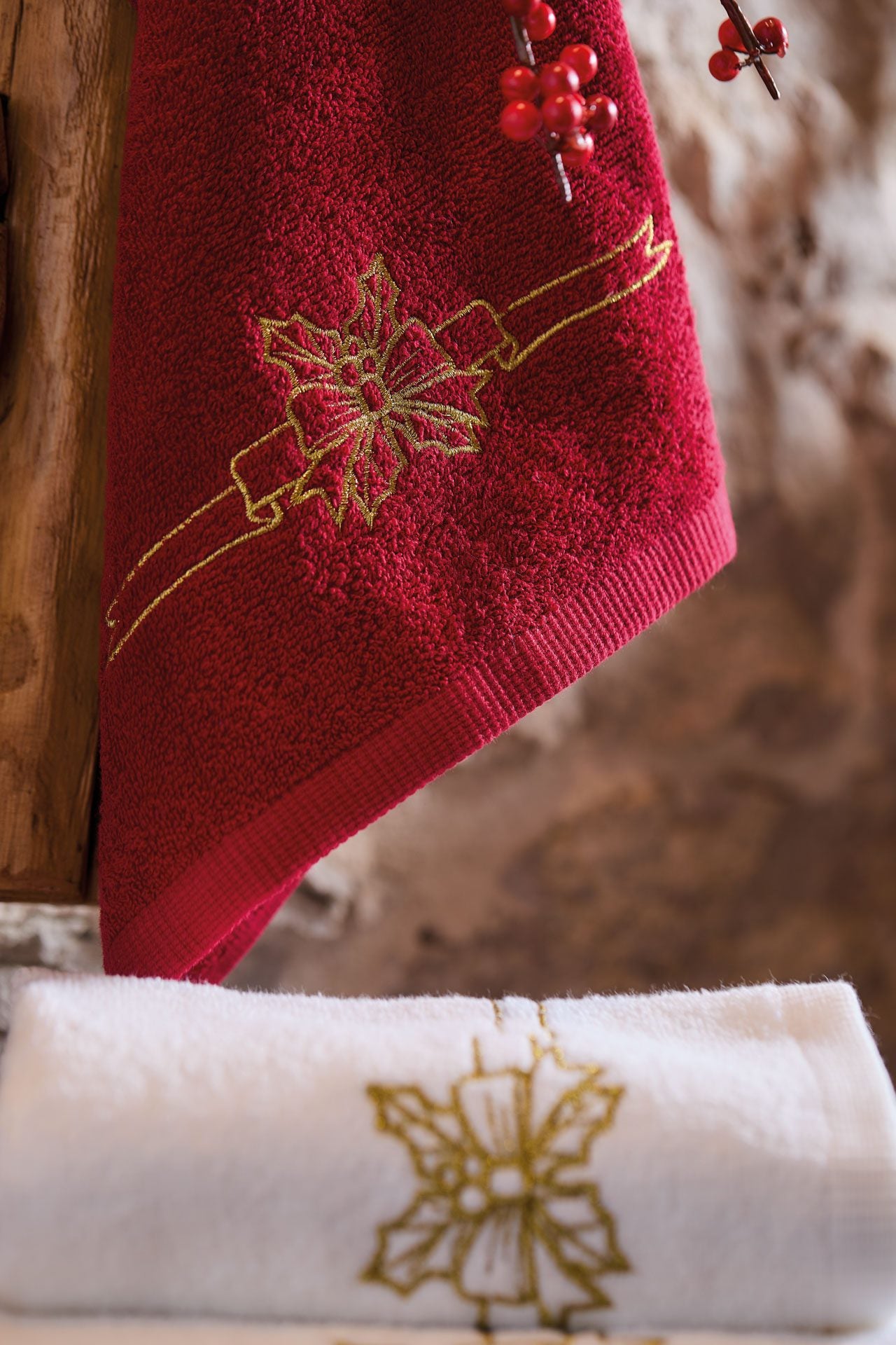 Maison Sucrèe Set Asciugamani 1+1 Natalizi in cotone Art. Preziosi 2511S20