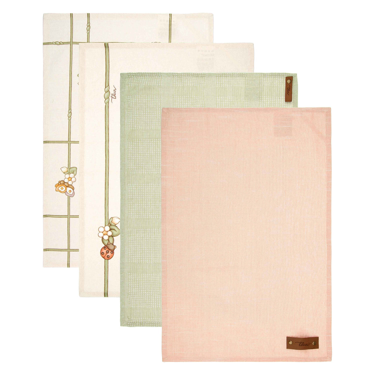 THUN® Set 4 strofinacci con scatola in legno Country Bloom 2504S26