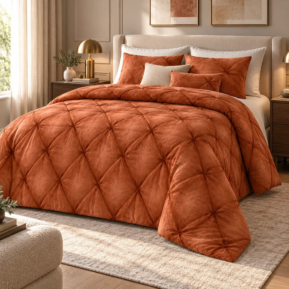 THUN® Trapunta Matrimoniale Plume Rust - Fantasia Rombo Diamond Rust