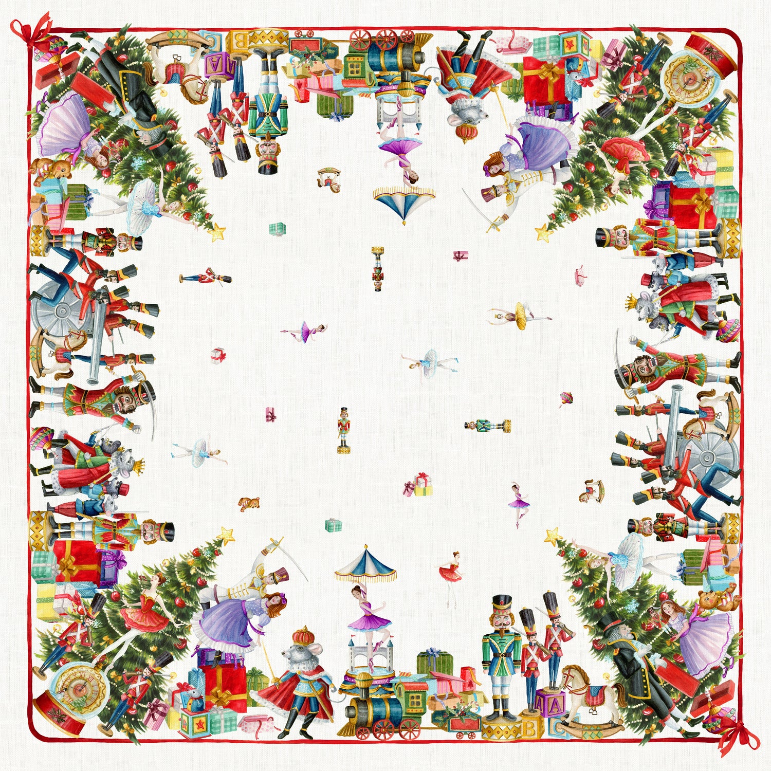 Tessitura Toscana Telerie Tovaglia Natalizia da 18 posti Schiaccianoci 2310S22