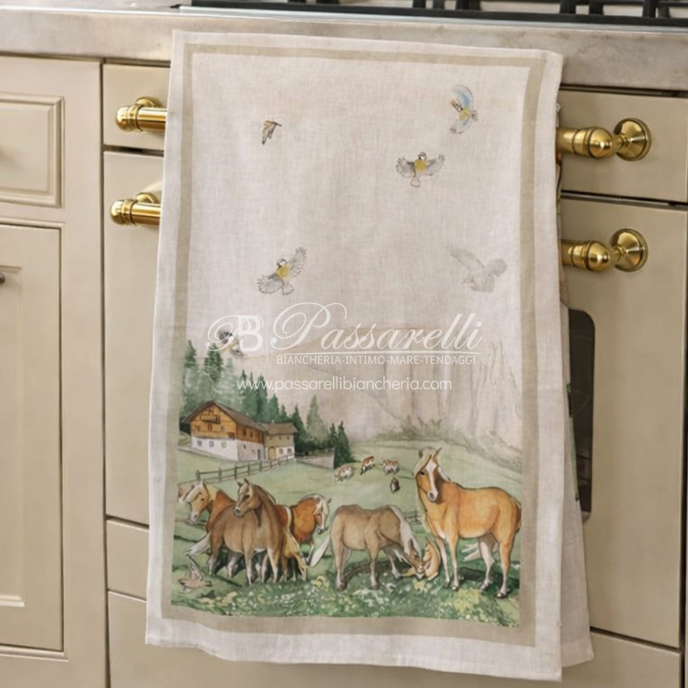 Tessitura Toscana Telerie Set 2 Canovaccio Strofinaccio in lino stampa Maso 2602S30