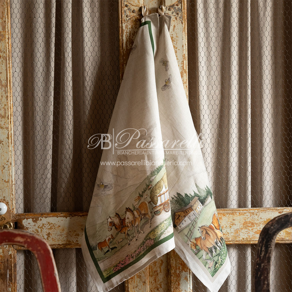 Tessitura Toscana Telerie Set 2 Canovaccio Strofinaccio in lino stampa Maso 2602S30