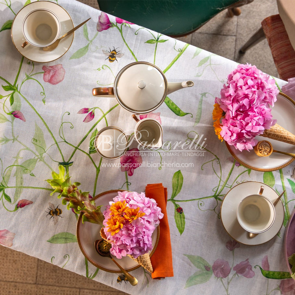 Tessitura Toscana Telerie Tovaglia e Runner in M.Lino Petit Pois - Varie Dimensioni