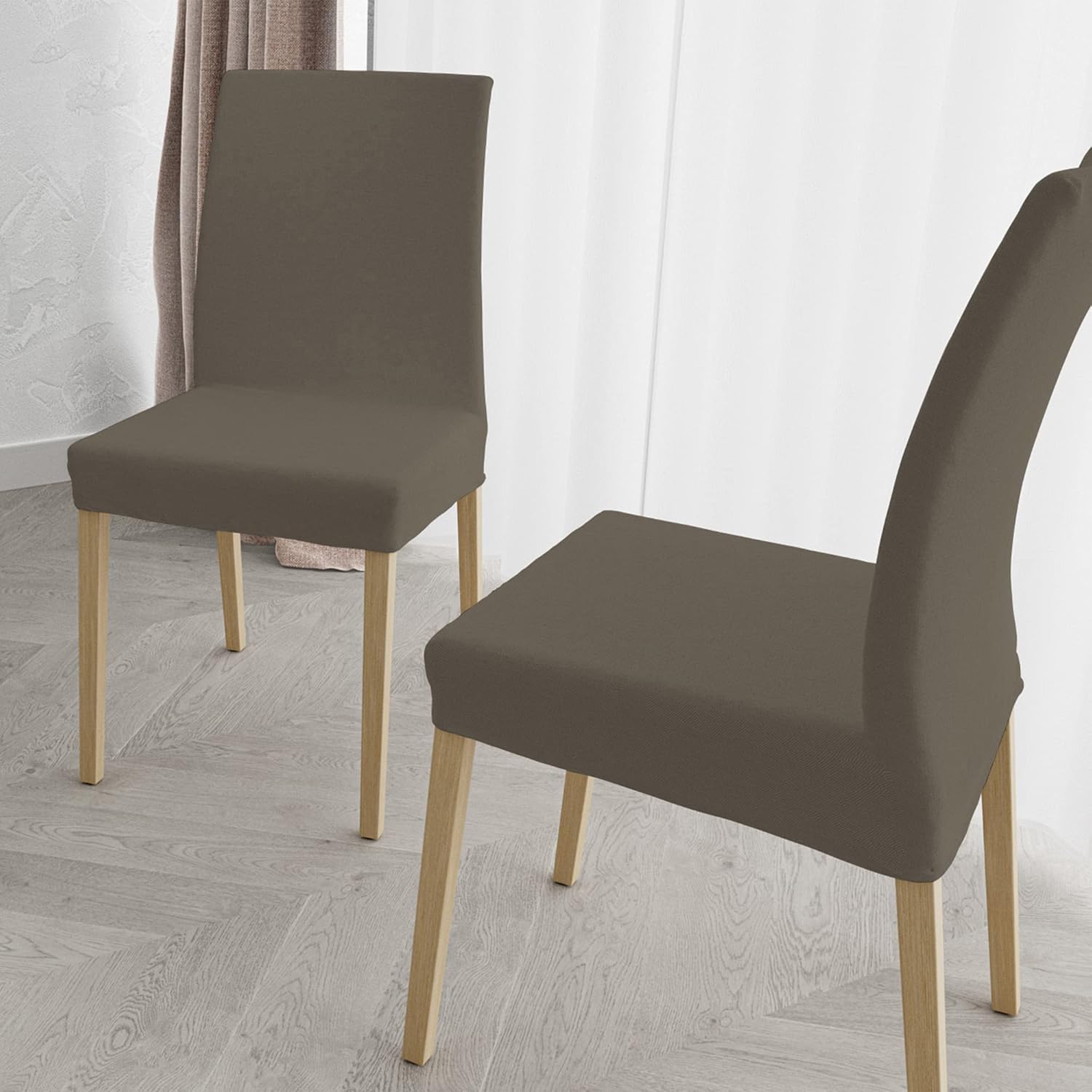 Set of 2 Chair Covers with Backrest in Stretch Fabric B17