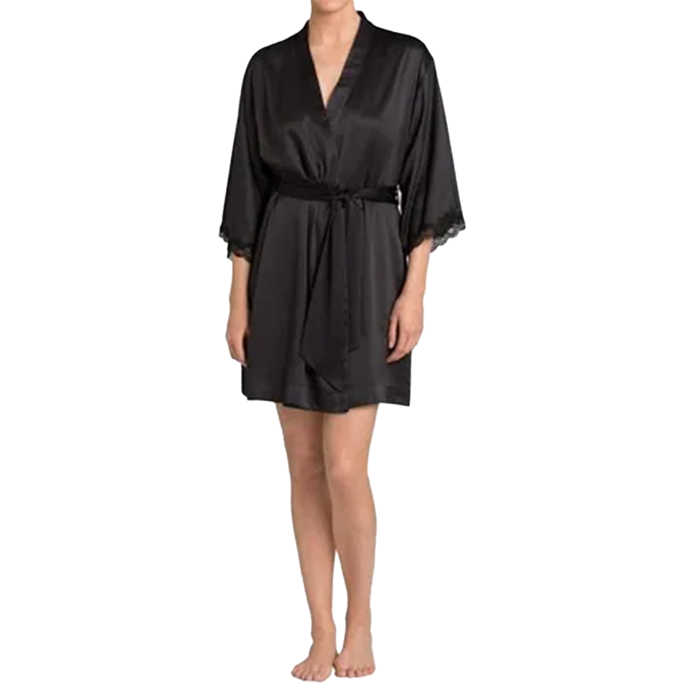 Triumph Vestaglia Estiva da Donna Maniche 3/4 in Raso Nero 1502S50