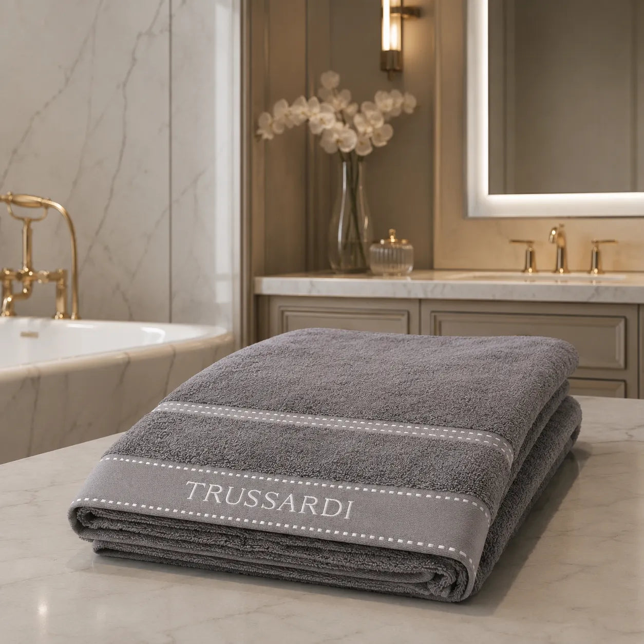 Trussardi Home Set Spugna 1+1 in Puro Cotone Ribbon