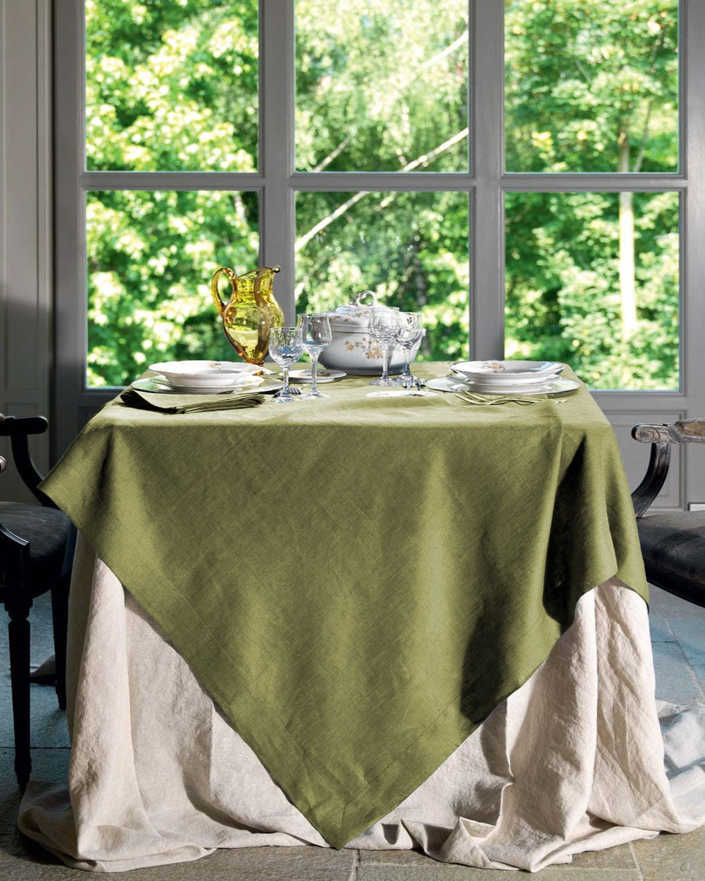 Tessitura Toscana Telerie Servizio in Puro Lino Tinta Unita Tiziano - Varie Dimensioni